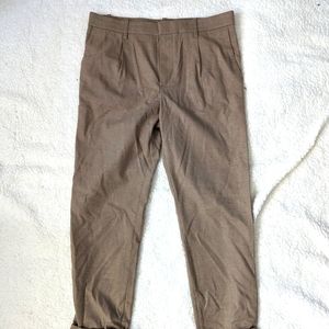 MNG Drawstring Pants Cuffed Hem Tan Size 32